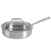 Pro Tri-Ply Stainless Steel Cookware, 3 Quart Sauté Pan with Lid, Silver
