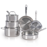 Pro Tri-Ply Stainless Steel, 10 Piece Cookware Set, Silver