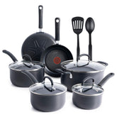 Ultimate Hard Anodized nonstick, 12 piece pots and pans cookware set, grey
