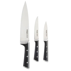 3 Knives Set, 8 inch Chef Knife, 5 inch Utility Knife, and 3.5 inch Paring Knife.