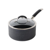 Stone Force, Platinum non-stick powered by hard minerals, 3.2 Quart Saucepan with Lid, Black