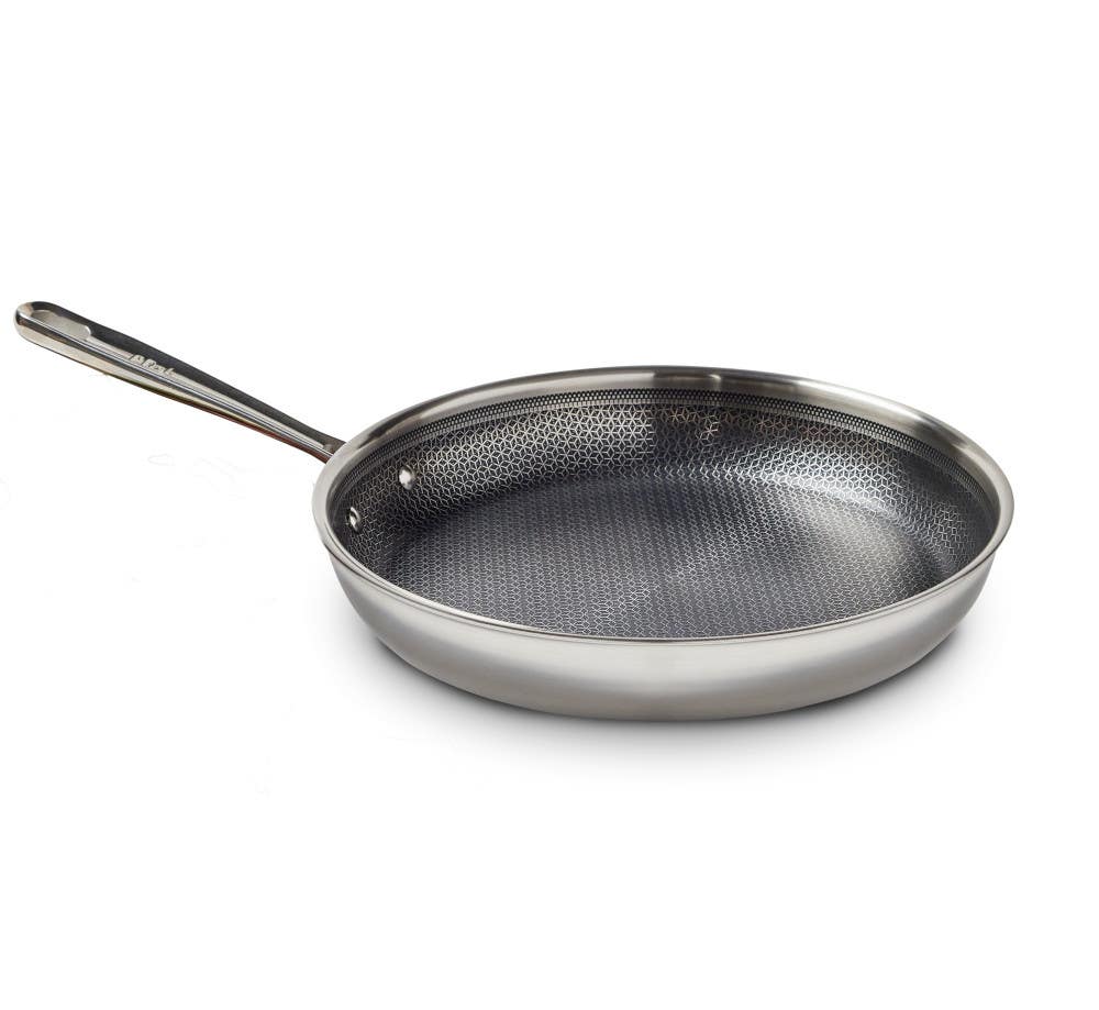 HybridMesh Stainless Steel 12 inch frypan with non-stick interior