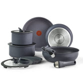 T-fal Ingenio Essentials NonStick, 11 Piece Cookware Set, Induction base, Grey Granite