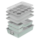 Stackable Ceramic Non-Stick Bakeware, 8 Piece Set, Mint Green