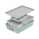 Stackable Ceramic Non-Stick Bakeware, 5 Piece Set, Mint Green