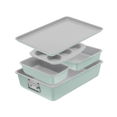 Stackable Ceramic Non-Stick Bakeware, 5 Piece Set, Mint Green