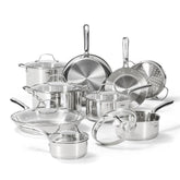Gourmet Stainless Steel, 15 Piece Pots and Pans Cookware Set