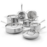 T-fal Pro Tri-Ply Stainless Steel 12 Piece Pots and Pans Cookware Set With Stainless Steel Lids and steamer insert