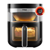 Infrared Air fryer Dual Window with a sleek black design, illuminated cooking basket.