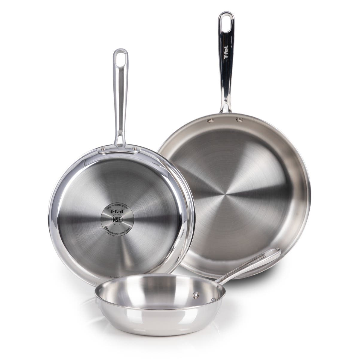 Pro Tri-Ply Stainless Steel Cookware, 3 Piece Frypan Set, 8 inch, 10 inch, 12 inch, Silver