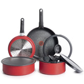 Ingenio Expertise Non-Stick 10 Piece Detachable Handle Cookware Set, Red