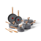 Revive Ceramic Non-Stick interior, 12 Piece Cookware Set, Stone Grey color