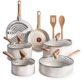Revive Ceramic Non-Stick interior, 12 Piece Cookware Set, Beige