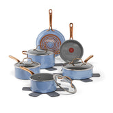 Preserve Ceramic Non-Stick, 13 Pots and Pans Cookware Set, Ocean Blue