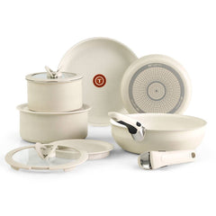 T-fal Ingenio Essentials NonStick, 11 Piece Cookware Set, Non-Induction base, Grey Granite