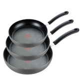 Ultimate Hard Anodized Non-Stick Cookware, 3 Piece Frypan Set, 8 inch, 10.25 inch and 12 inch, Grey