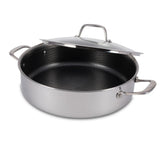 HybridMesh Stainless Steel 6 Quart Shallow Pan With Lid, with non-stick interior