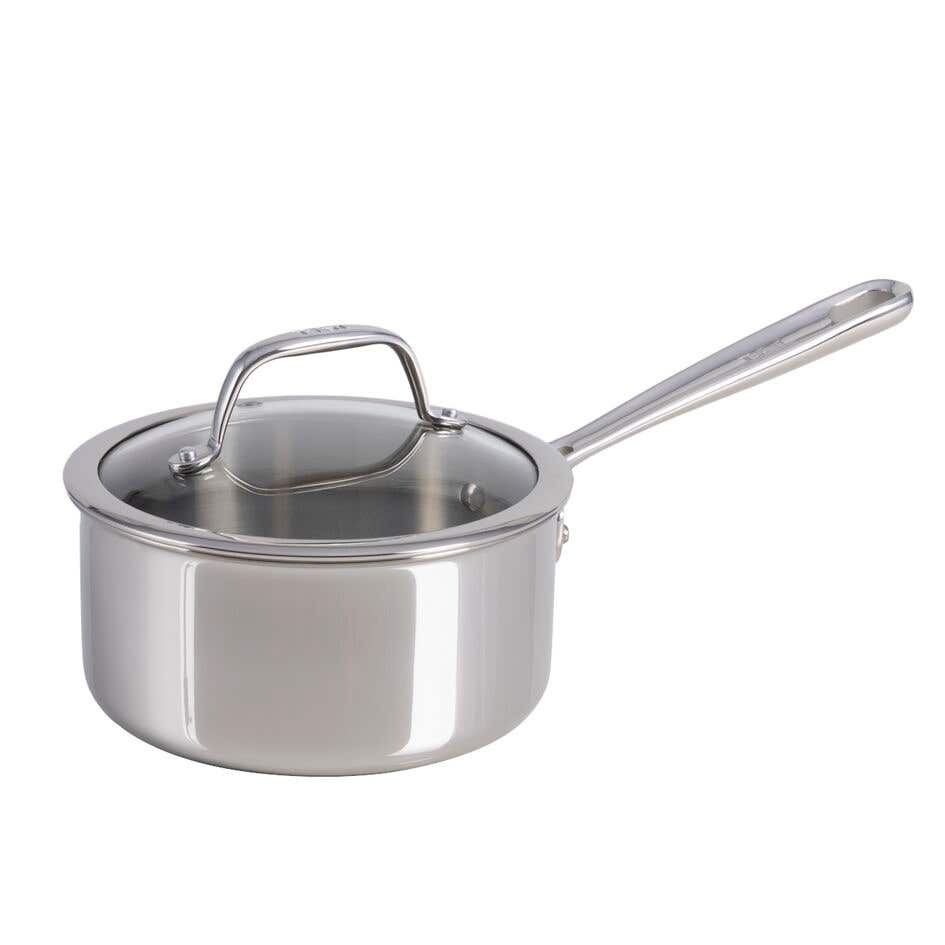 Pro Tri-Ply Stainless Steel Cookware, 2 Quart Saucepan with Lid, Silver