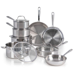 Pro Tri-Ply Stainless Steel, 13 Piece Cookware Set, Silver
