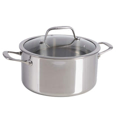 Pro Tri-Ply Stainless Steel Cookware, 6 Quart Dutch Oven with Lid, Silver