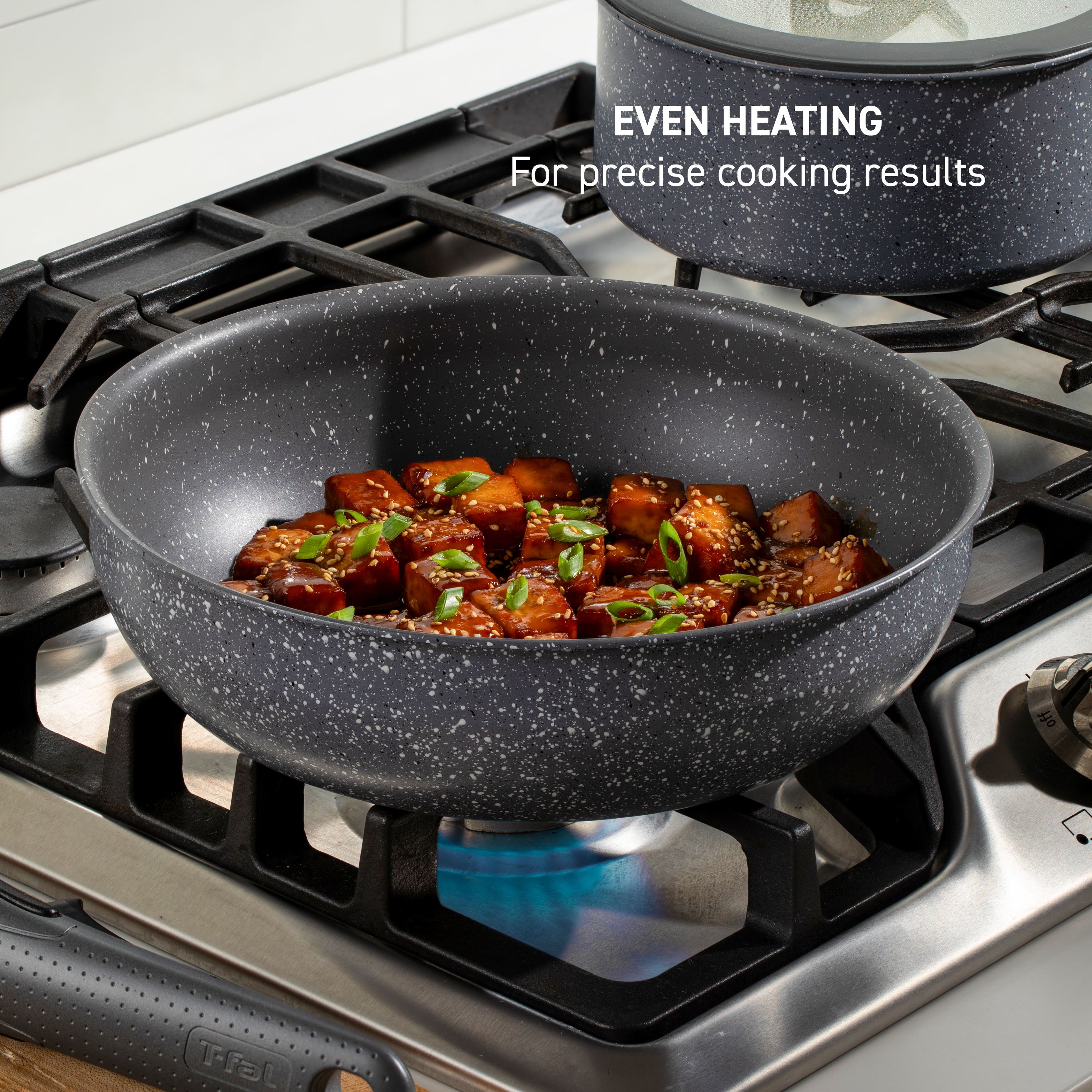 Ingenio Essentials Nonstick, 11 Piece Pots and Pans Cookware Set, Grey Granite Non-Induction