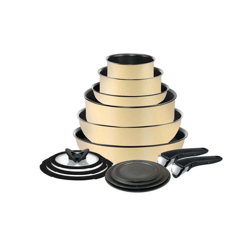 Ingenio Expertise Non-Stick 14 Piece Detachable Handle Cookware Set, French Vanilla
