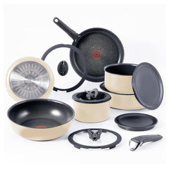 Ingenio Expertise Non-Stick 14 Piece Detachable Handle Cookware Set, French Vanilla