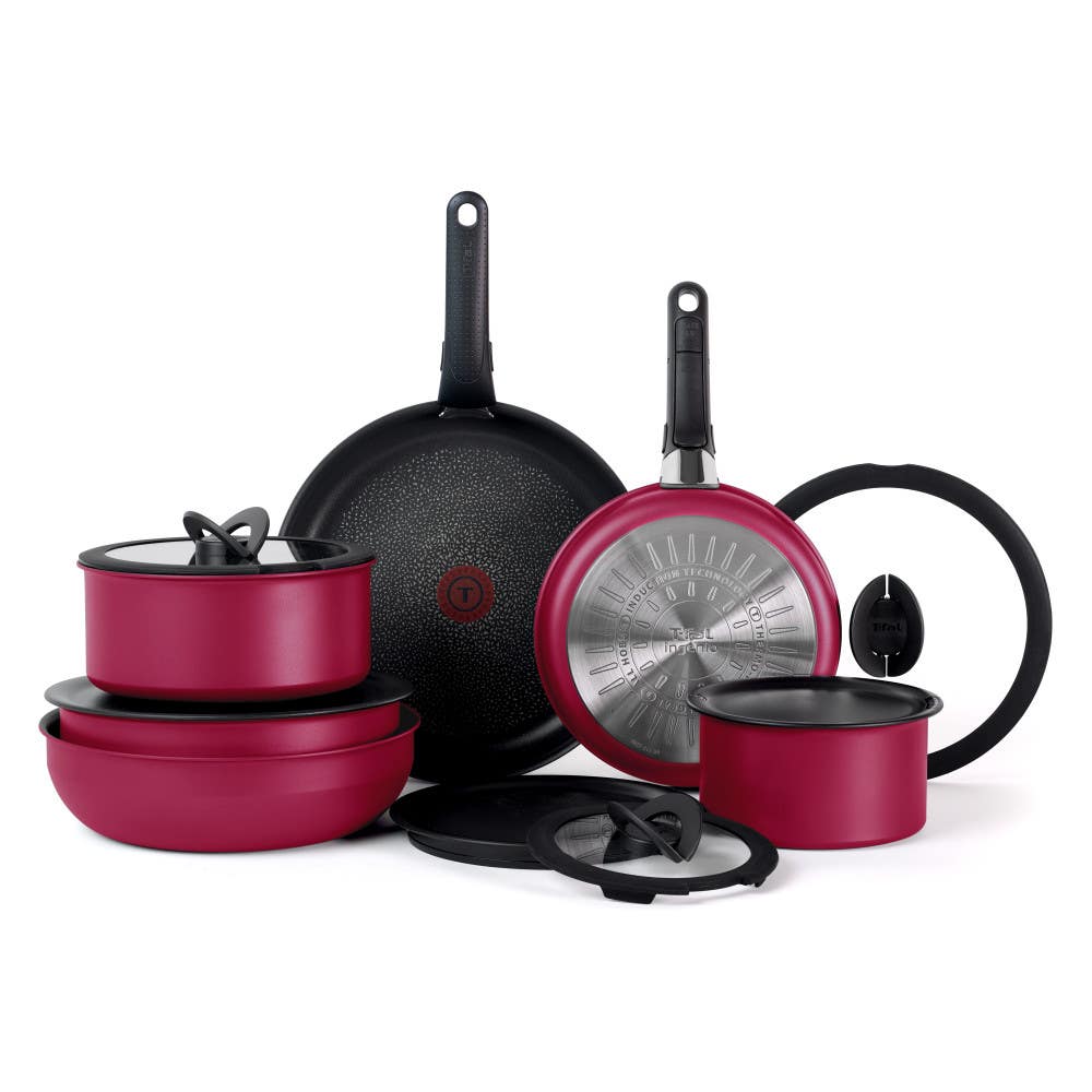 Ingenio Expertise Non-Stick 14 Piece Detachable Handle Cookware Set, Rose Pink