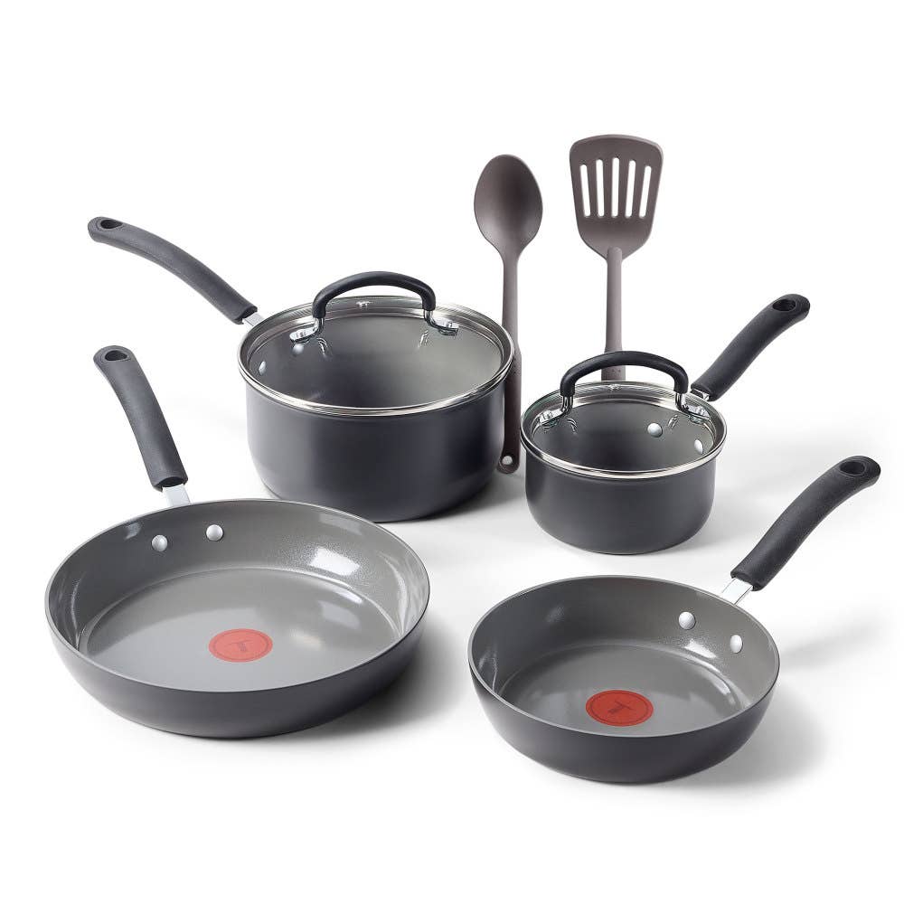 T-fal Ultimate Hard Anodized Ceramic, 8 Piece Cookware Set, Black
