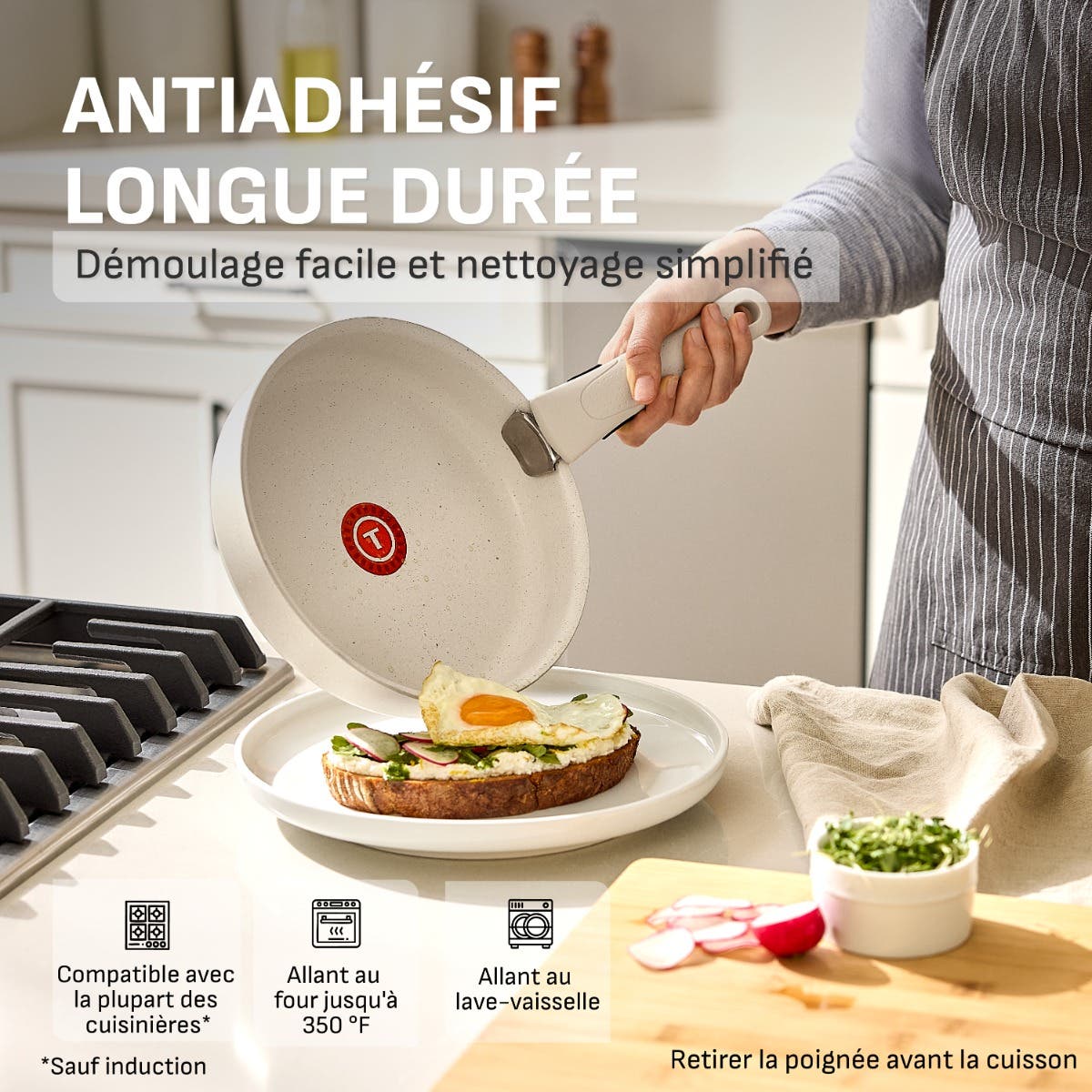 Ingenio Essentials, 11 Piece Pots and Pans Nonstick Cookware Set, Beige Granite Non-Induction