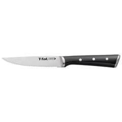Serrated T-fal 4.5 inch Steak Knife with black handle.