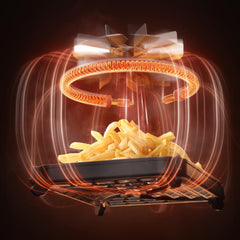 Golden fries being cooked with infrared heat