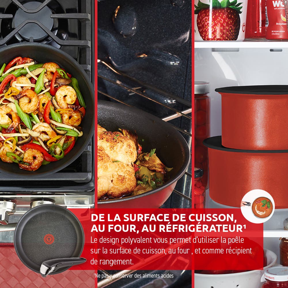 Ingenio Expertise 14 Piece Nonstick Cookware Set, Cherry Red