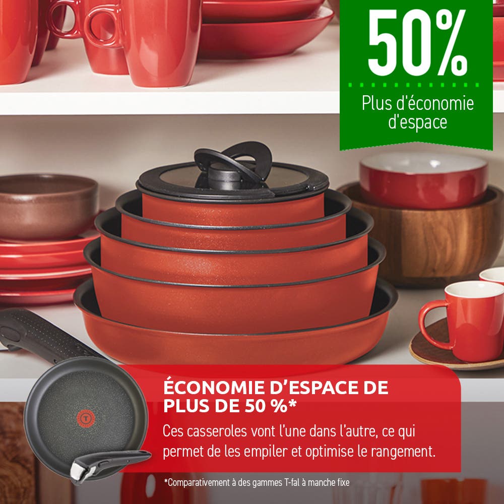 Ingenio Expertise 14 Piece Nonstick Cookware Set, Cherry Red