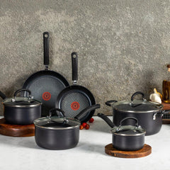 12 piece Ultimate Hard Anodized nonstick cookware set on a counter