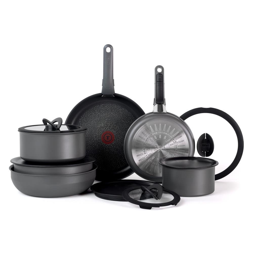 Ingenio Expertise Non-Stick 14 Piece Detachable Handle Cookware Set, smoke grey