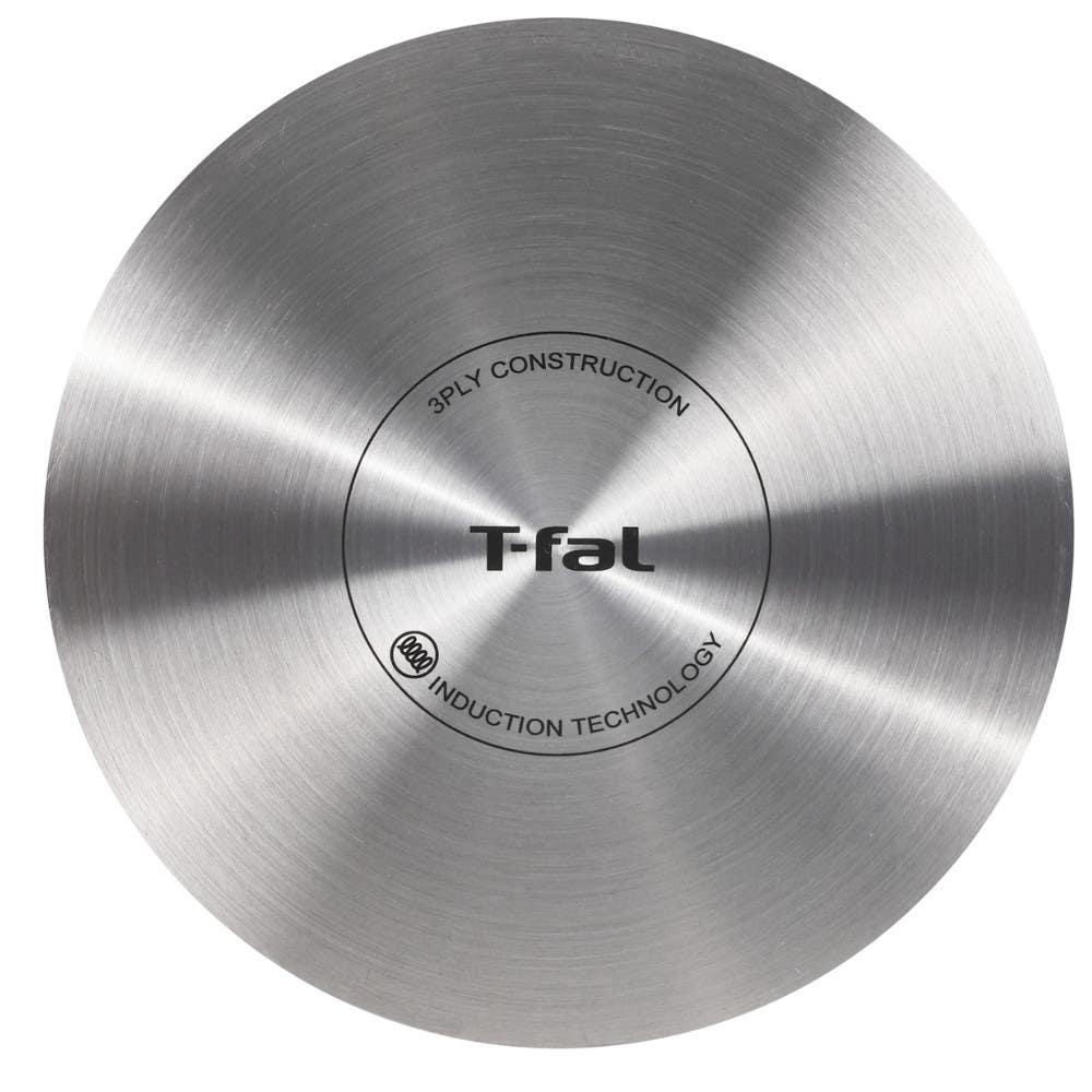 T-fal pro tri-ply stainless steel base with try-ply construction and induction technology