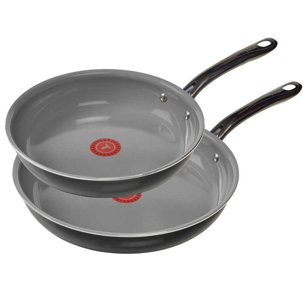 Preserve Ceramic Non-Stick Cookware, Two Frying Pans, Truffle Black