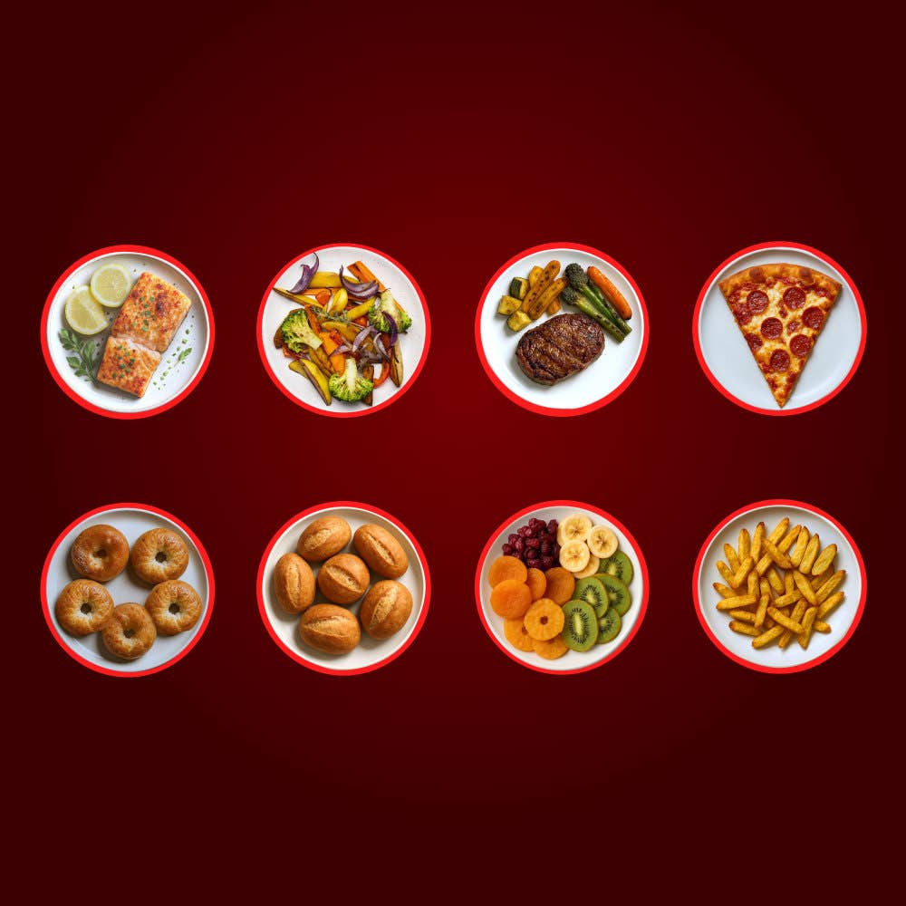 Cooking modes display with icons for Air Fry, Roast, Broil, Reheat, Bake, Dehydrate, Fries, and Snacks.