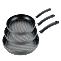 Ultimate Hard Anodized Non-Stick Cookware, 3 Piece Frypan Set, 8 inch, 10.25 inch and 12 inch, Grey