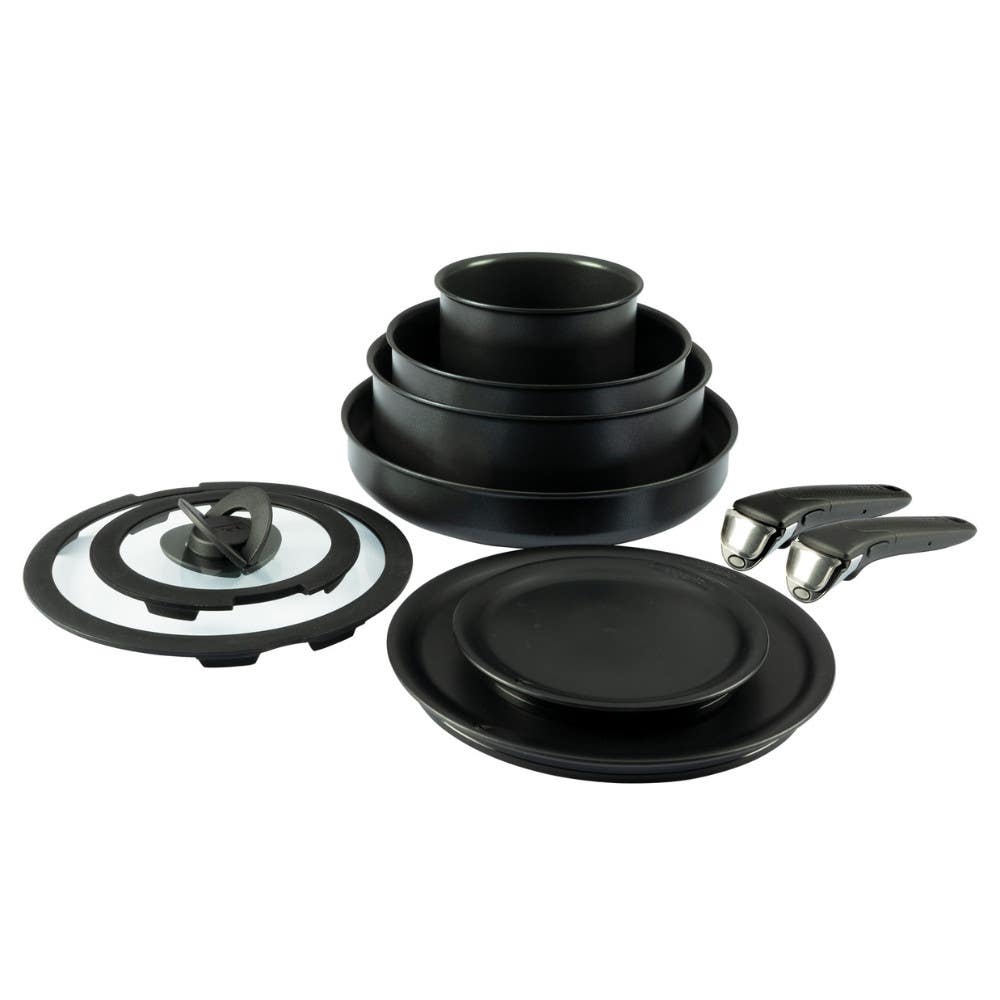 Ingenio Expertise Non-Stick 10 Piece Detachable Handle Cookware Set, Black