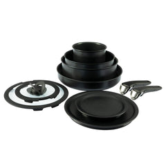 Ingenio Expertise Non-Stick 10 Piece Detachable Handle Cookware Set, Black