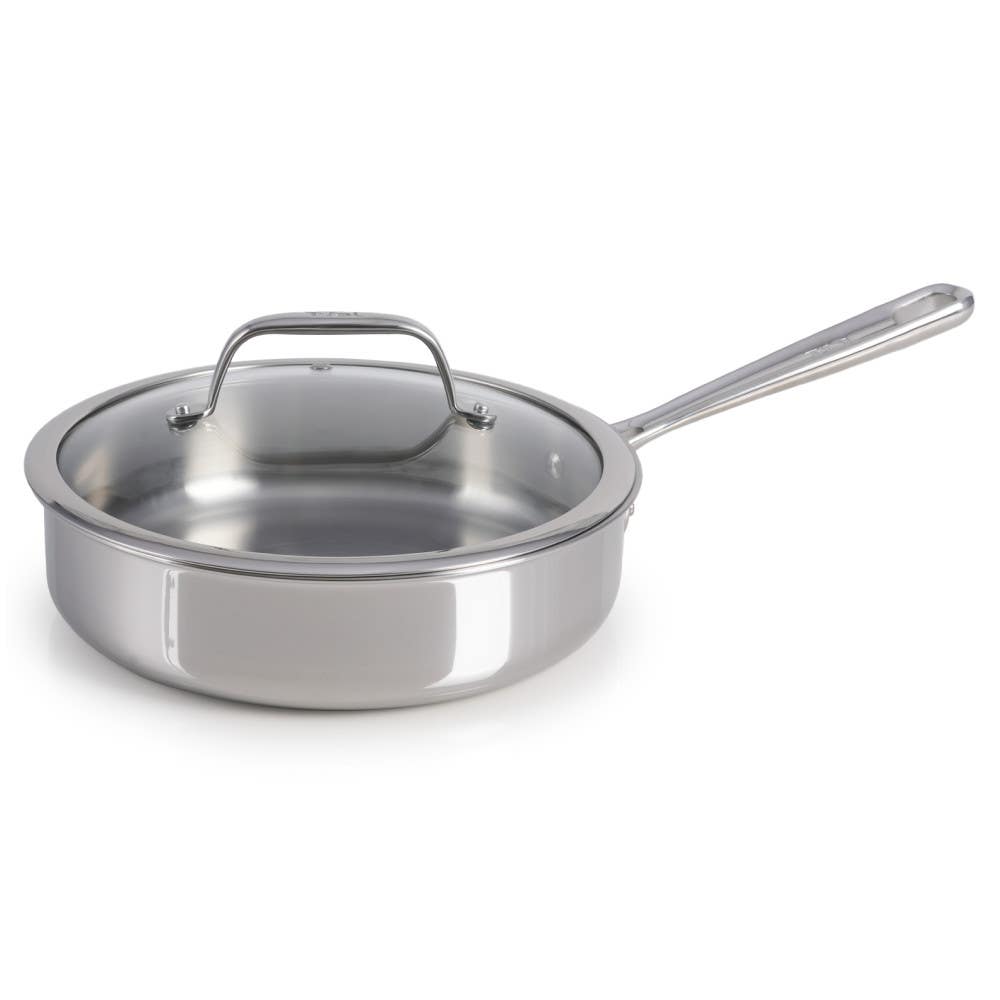 Pro Tri-Ply Stainless Steel Cookware, 3 Quart Sauté Pan with Lid, Silver