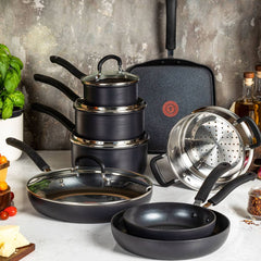 14 piece Ultimate Hard Anodized nonstick cookware set on a counter